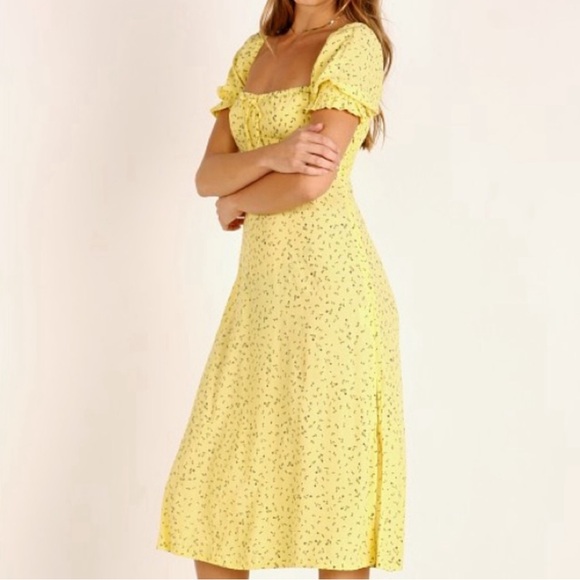 Faithfull the Brand Evelyn Floral-print Crepe Midi Dress US 4 | Size Small - Picture 9 of 11